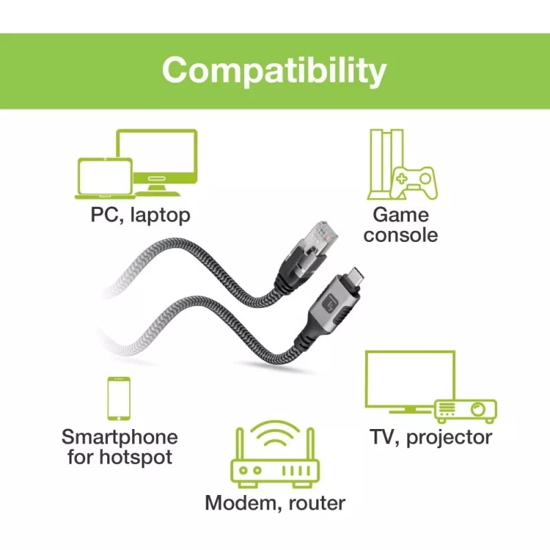 Techly ICOC U3C-RJ45-050 Netzwerkkabel Silber, Schwarz 5 m Cat6 F/UTP (FTP)