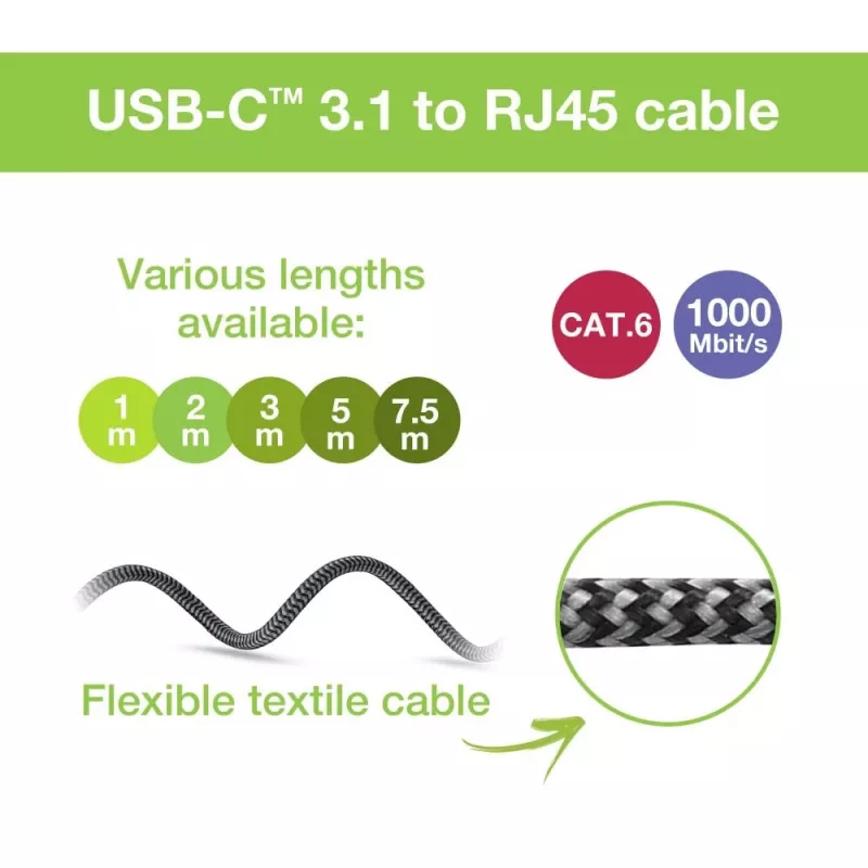 Techly ICOC U3C-RJ45-075 Netzwerkkabel Silber, Schwarz 7,5 m Cat6 F/UTP (FTP)