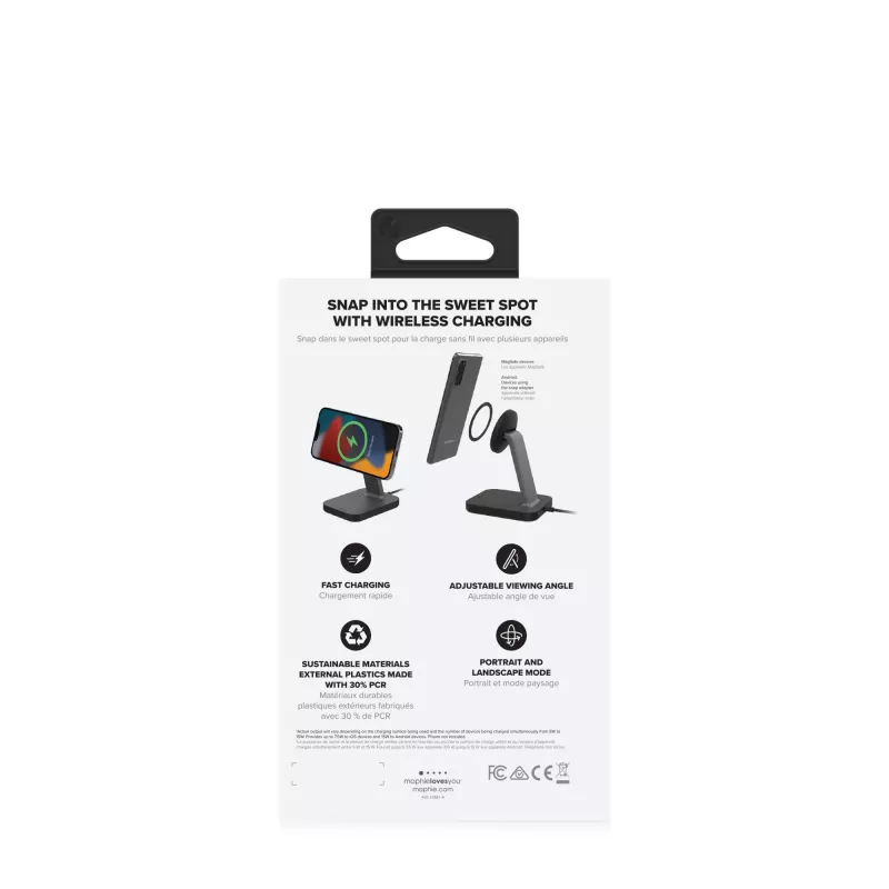 mophie UNV WRLS-snap+ stand-Schwarz-ROC-EU, Innenbereich, AC, Kabelloses Laden, Schwarz