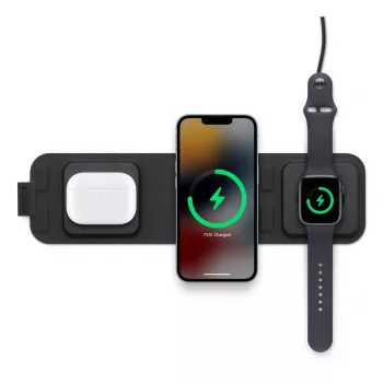 mophie 3-in-1 Reiseladegerät mit MagSafe (2023), Innenbereich, USB, Kabelloses Laden, Schwarz