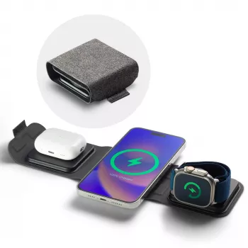 mophie 3-in-1 Reiseladegerät mit MagSafe (2023), Innenbereich, USB, Kabelloses Laden, Schwarz