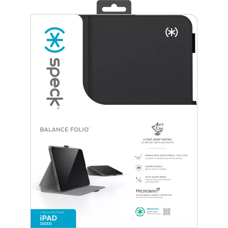 Speck Balance Folio Case Apple iPad 10,9 (2022) Schwarz – mit Microban