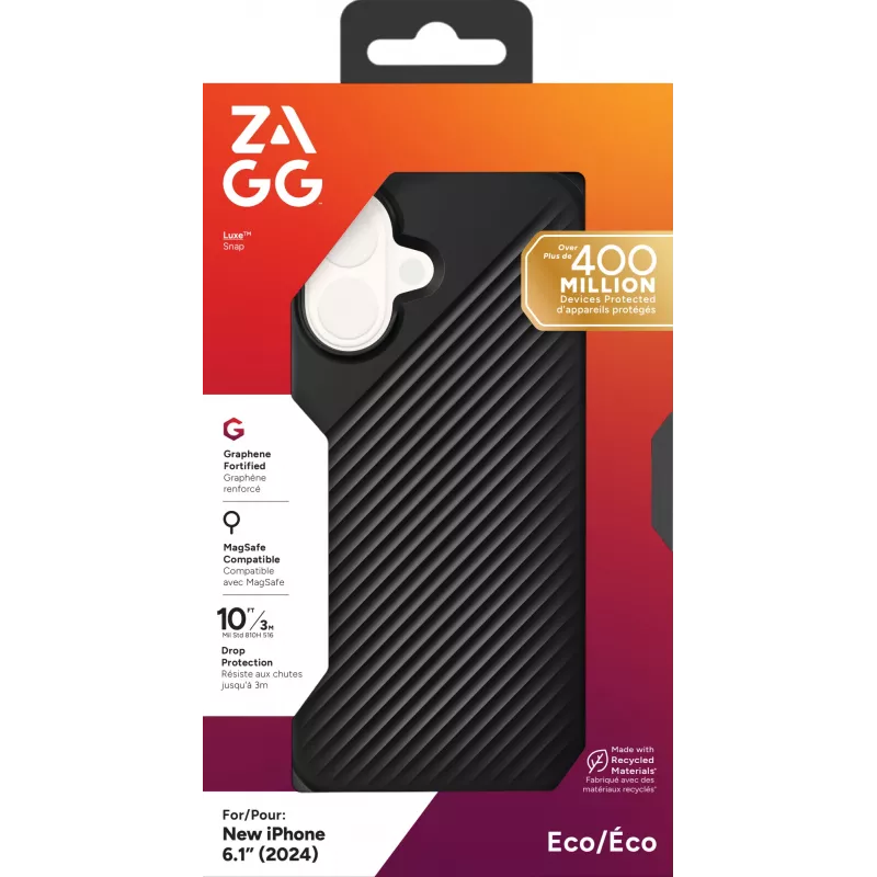ZAGG Cases Luxe Snap Apple iPhone 16 Schwarz, Hülle, Apple, iPhone 16, 15,5 cm (6,1 inch), Schwarz