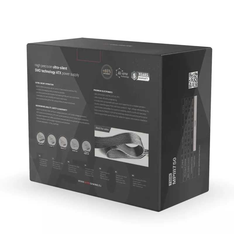 Mars Gaming MPIII750 PC-Netzteil 750W ATX 85 % Effizienz 5 Jahre Garantie