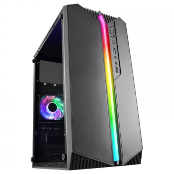 Mars Gaming MC-S1 Schwarz Kompaktes Micro-ATX Gaming-PC-Gehäuse ARGB-Beleuchtung 12 Modi FRGB-Lüfter Komplettes Seitenfenster