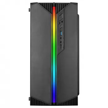 Mars Gaming MC-S1 Schwarz Kompaktes Micro-ATX Gaming-PC-Gehäuse ARGB-Beleuchtung 12 Modi FRGB-Lüfter Komplettes Seitenfenster