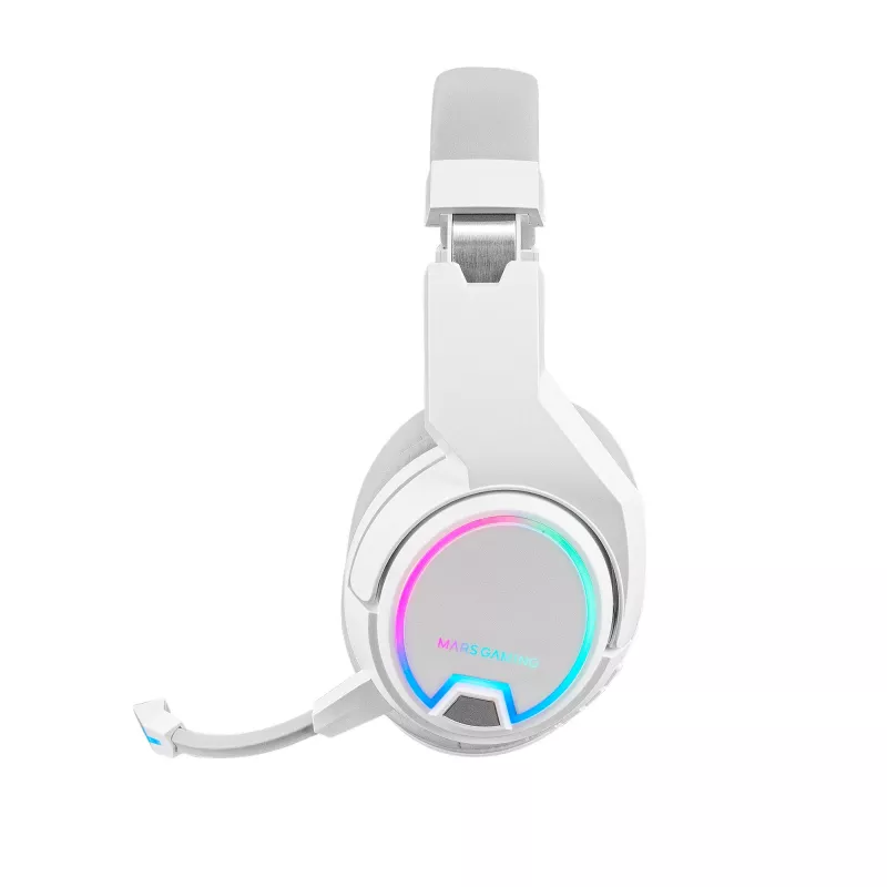 Mars Gaming MHW-100 Weiß Kabelloses Headset ARGB Flow Abnehmbares ENC-Mikrofon Ultraleicht Aktive ENC + Passive Geräuschunterdrückung Universelle Kompatibilität