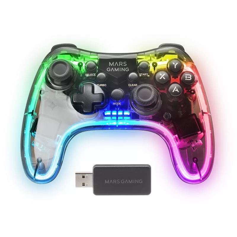 Mars Gaming MGP-24 Wireless Gamepad 2.4GPRO Neon RGB Dual Haptic Vibration Analog Joysticks Steuergerät für PC PS3 PS4 XBOX360 Raspberry Pi Mac Android