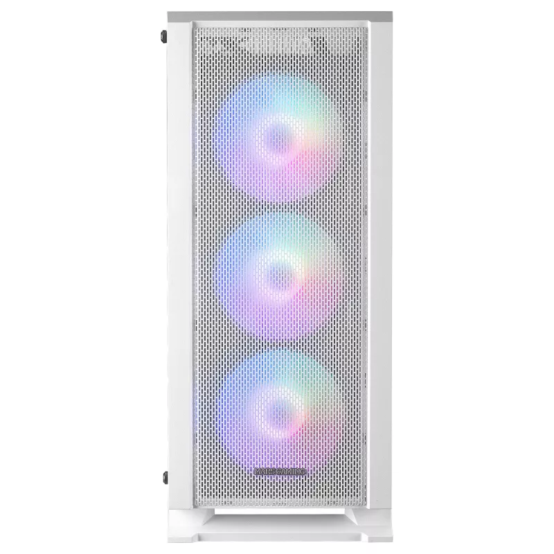 Mars Gaming MC-C Weiß PC ATX-Gehäuse Metall-Mesh-Frontpanel Temperglasfenster 3 vordere 120-mm-FRGB-Lüfter