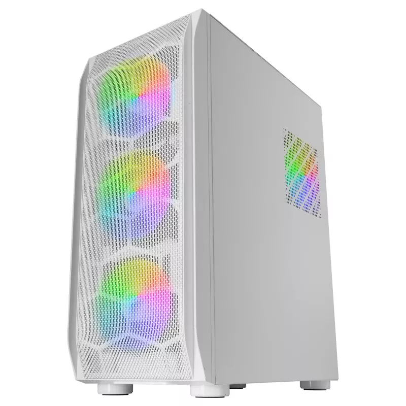 Mars Gaming MC-KX White Premium E-ATX Gaming Tower FREEZER CPU System 5 Ultra-leise ARGB-Lüfter ARGB-Steuergerät und RF-Steuergerät Mesh-Front