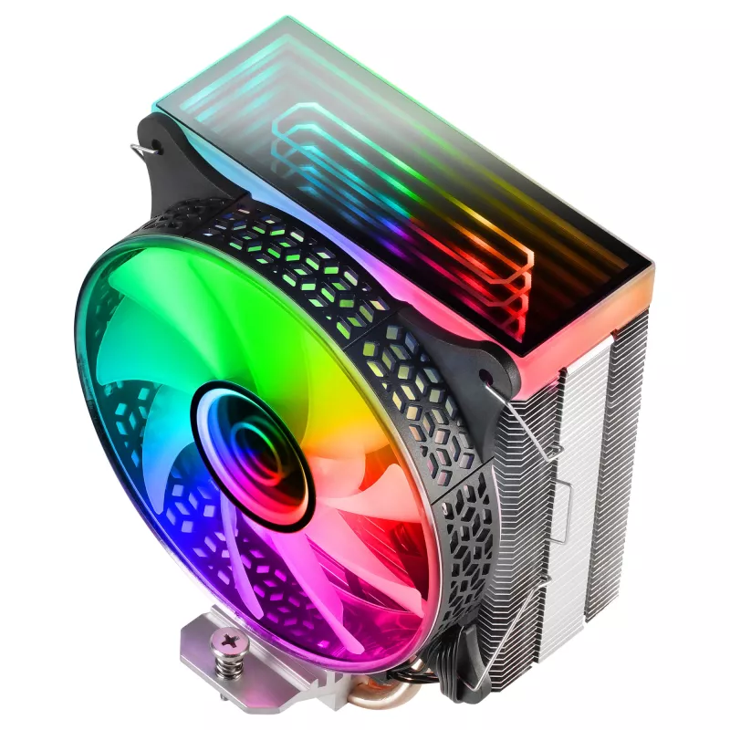 Mars Gaming MCPU-VR Schwarz CPU-Kühler Dual Infinity Mirror ARGB 4 HCT-Heatpipes 180 W TDP ultra-leiser PWM 12-cm-Lüfter
