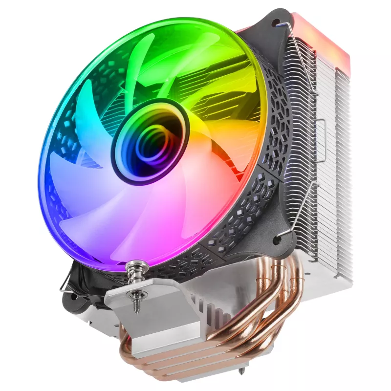 Mars Gaming MCPU-VR Schwarz CPU-Kühler Dual Infinity Mirror ARGB 4 HCT-Heatpipes 180 W TDP ultra-leiser PWM 12-cm-Lüfter