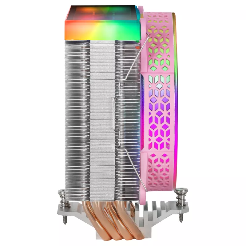 Mars Gaming MCPU-VR Pink CPU-Kühler Dual Infinity Mirror ARGB 4 HCT-Heatpipes 180W TDP Ultra-leiser PWM 12cm Lüfter