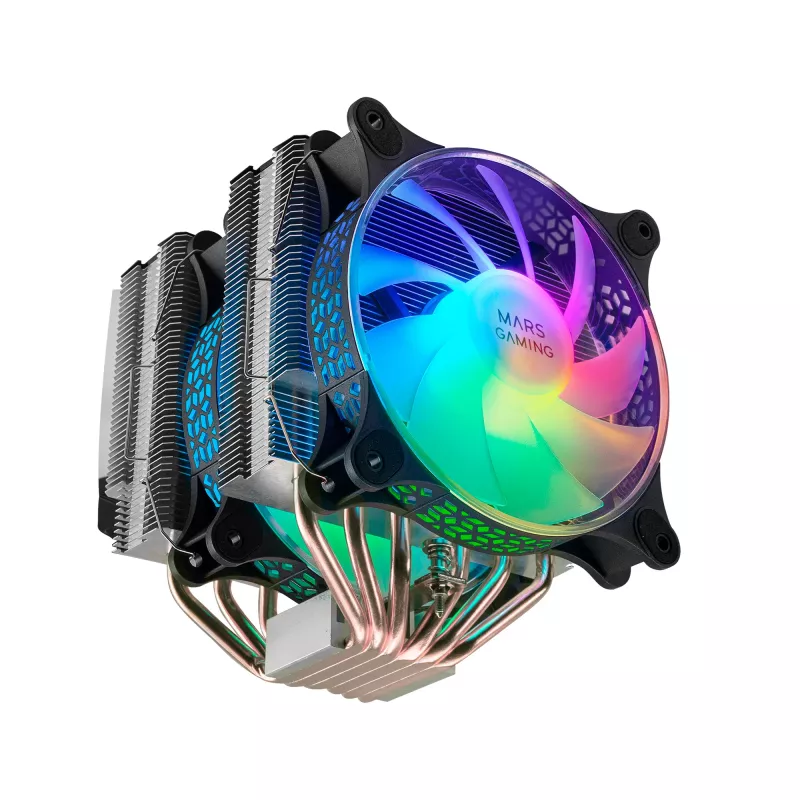 Mars Gaming MCPU-XT Schwarz CPU-Kühlkörper Dual-Tower-Kühlung 6 HCT-Heatpipes TDP 300W 2 ARGB PWM 12cm Lüfter