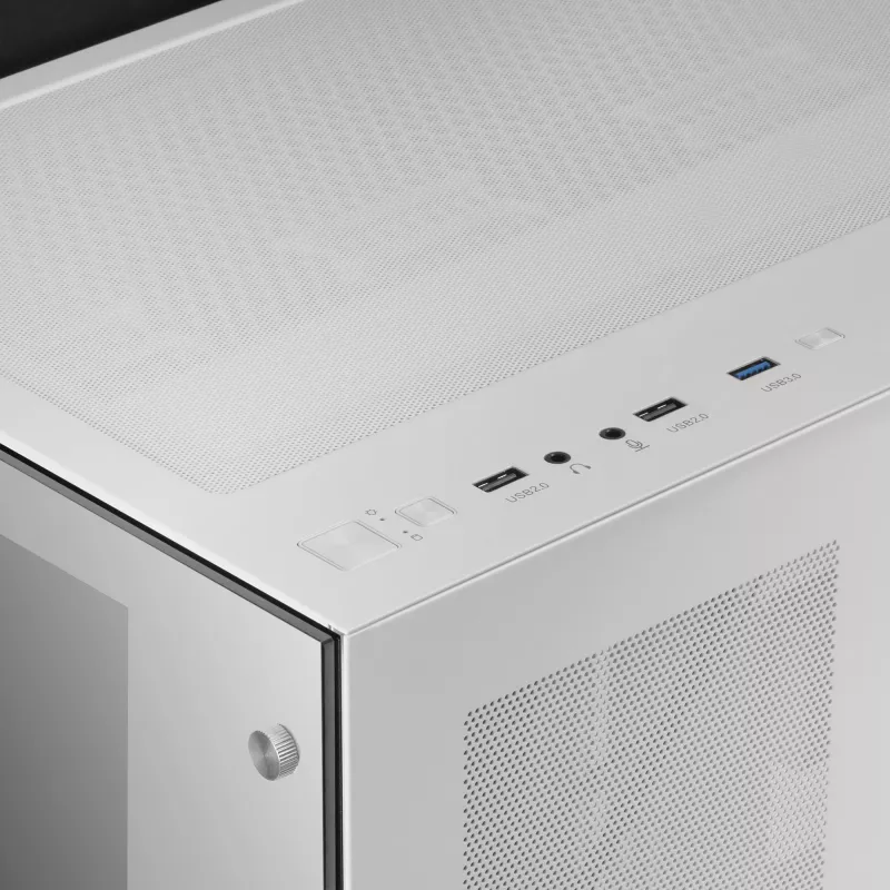 Mars Gaming MCV3 White Custom XXL E-ATX Gaming Tower Front and Side Tempered Glass Window Dual Chamber Modular Frame