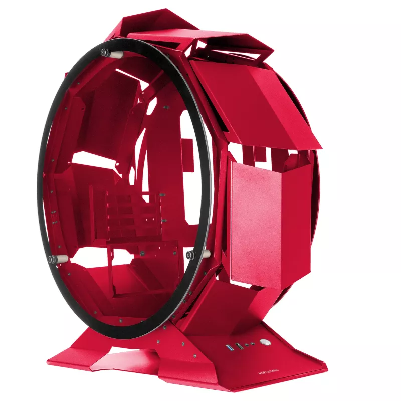 Mars Gaming MCORB Rot Micro-ATX XL Gaming-PC-Gehäuse Maßgeschneidertes rundes Design Doppeltes Hartglas