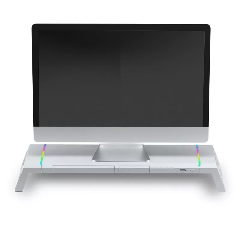 Mars Gaming MGS-ONE White Chroma RGB Monitorständer verstellbare Größe Smartphone- und Tablet-Halterung Front-USB 2.0