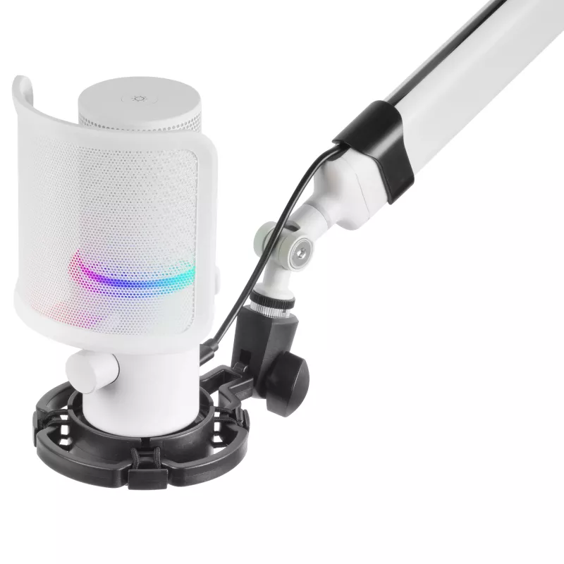 Mars Gaming MMIC-XT, Professionelles High-Definition-192-kHz-24-Bit-Studiomikrofon, omnidirektionaler Arm, Anti-Schock-Halterung, Pop-Filter-Metallgitter, Weiß