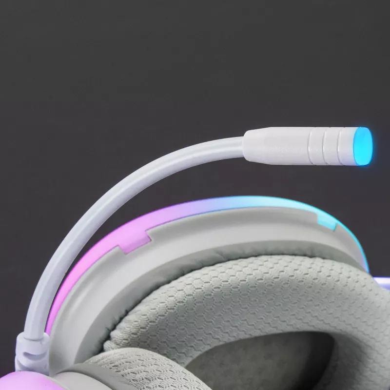 Mars Gaming MH-GLOW Weiß 360° Full Chroma RGB Flow Headset Geräuschunterdrückendes Mikrofon Ultraleichtes Design Memory-Schaum-Ohrpolster Universelle Kompatibilität