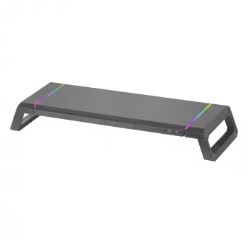 Mars Gaming MGS-ONE Schwarz Chroma RGB Monitorständer verstellbare Größe Smartphone- und Tablet-Halterung Front-USB 2.0