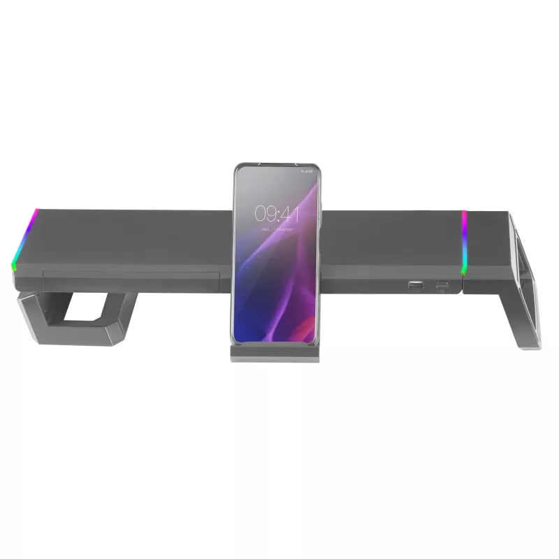 Mars Gaming MGS-ONE Schwarz Chroma RGB Monitorständer verstellbare Größe Smartphone- und Tablet-Halterung Front-USB 2.0