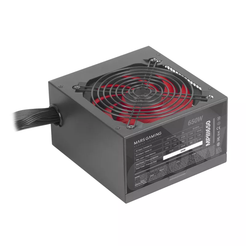 Mars Gaming MPIII650 PC ATX 650W Netzteil 5 Jahre Garantie Leise AI-RPM Technologie 85% Effizienz Schwarz