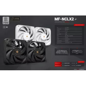 Mars Gaming MF-NCLX2W Computergehäuselüfter 12 cm Weiß 2 St.