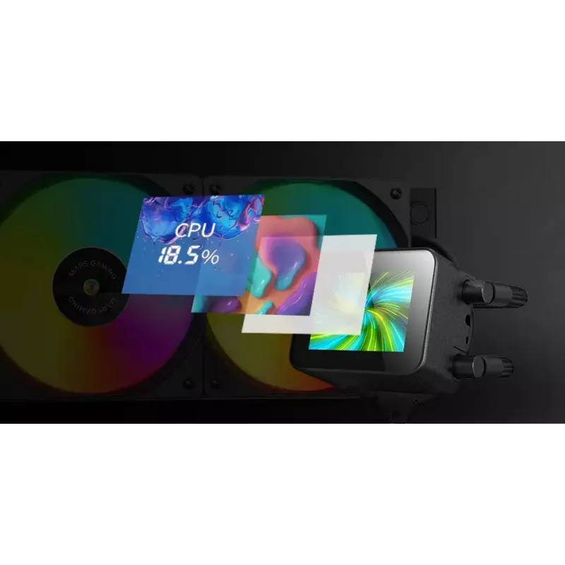 Mars Gaming MLVISION240 Computer-Kühlsystem Prozessor All-in-One-Flüssigkeitskühler 12 cm Schwarz