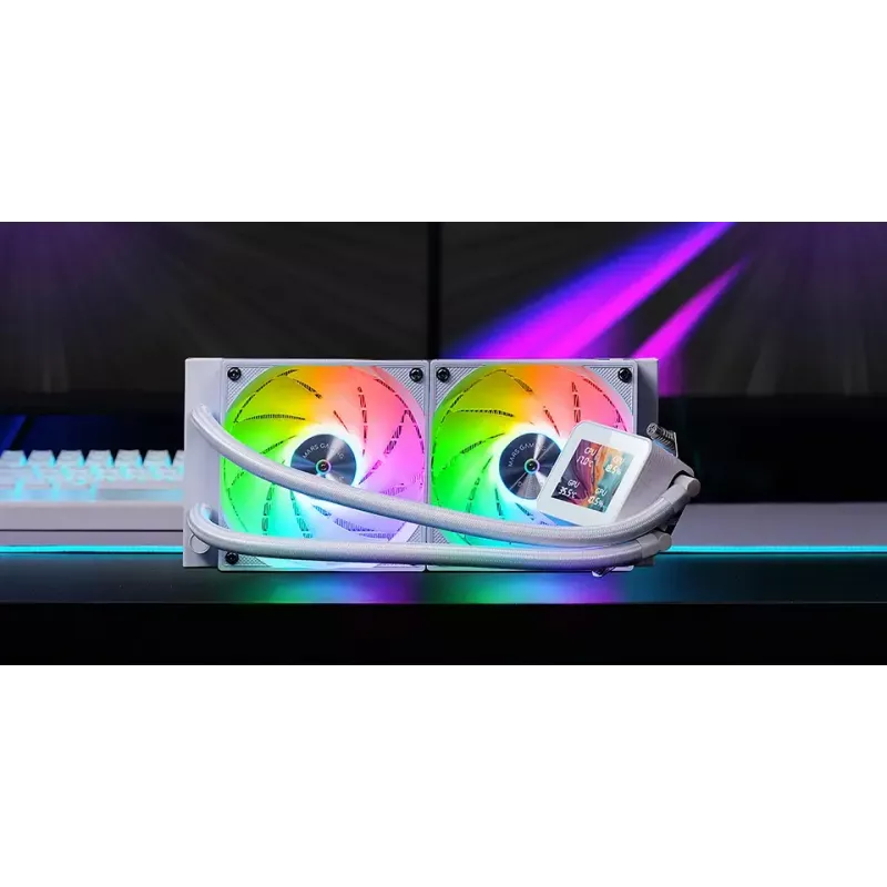 Mars Gaming ML-VISION240W AIO-Flüssigkeits-CPU-Kühler, 240 mm, RGB, Weiß