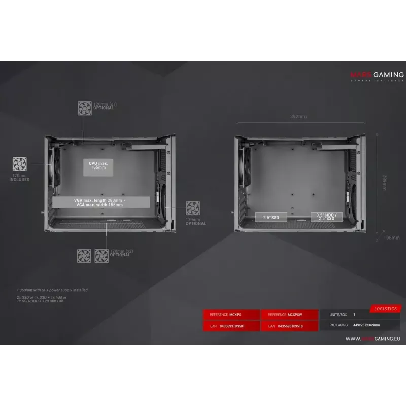 Computer Case Mars Gaming MCXPSW mATX Weiß