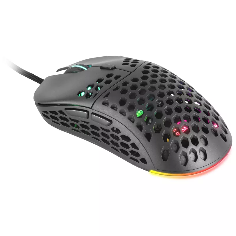 Mars Gaming MM55 Schwarz RGB Chroma Gaming-Maus Ultraleicht 55g 12800 DPI HUANO Mechanische Schalter
