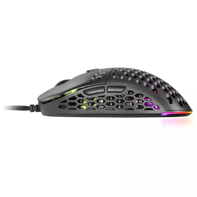 Mars Gaming MM55 Schwarz RGB Chroma Gaming-Maus Ultraleicht 55g 12800 DPI HUANO Mechanische Schalter