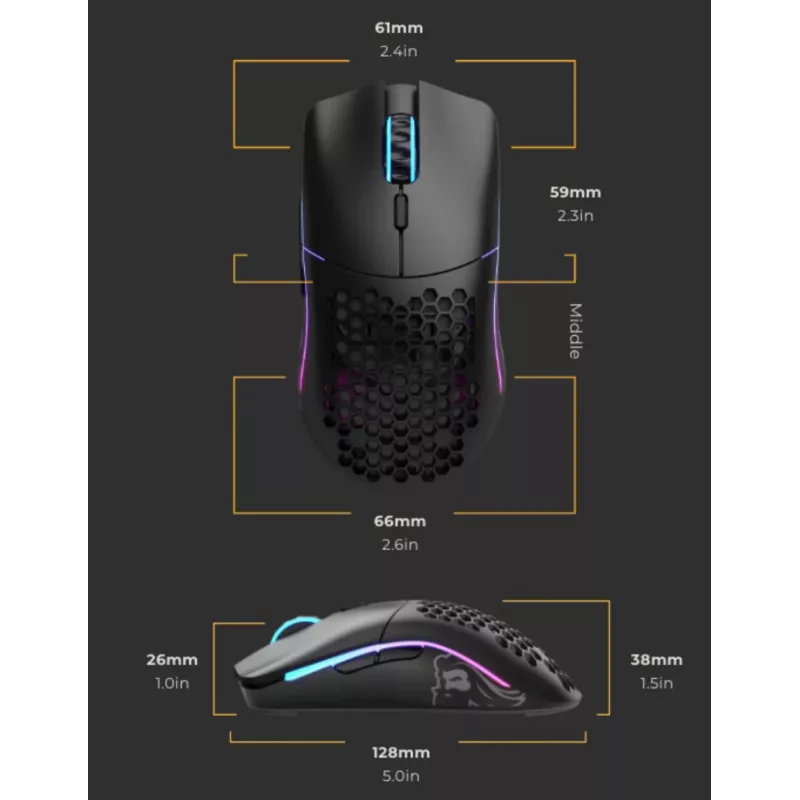 Glorious Gaming Glorious Model O Wireless - Mattschwarz, Rechtshändig, Optisch, RF Wireless, 19000 DPI, 1 ms, Schwarz