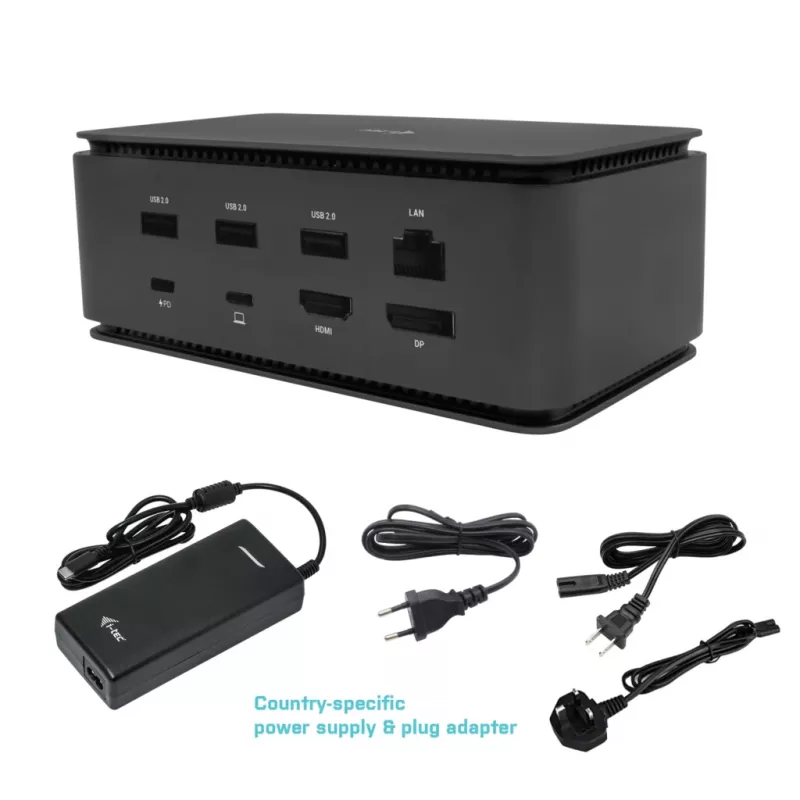 i-tec Metal USB4 Dockingstation Dual 4K HDMI DP mit Power Delivery 80 W + Universal-Ladegerät 100 W