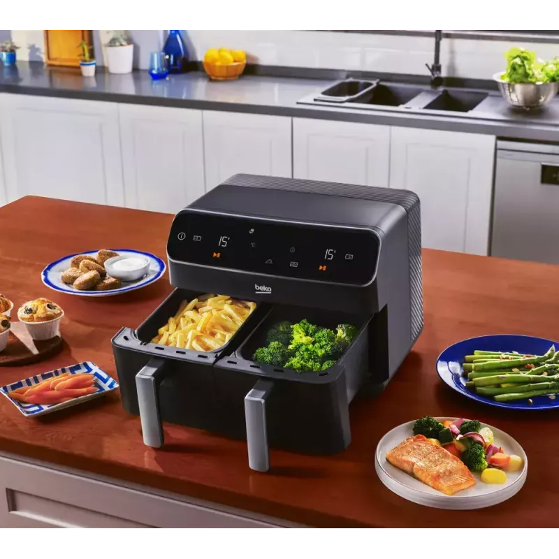 Heißluftfritteuse BEKO FRL3374B 7,6 l 1750 W Schwarz Touch-Steuerung, 9 Programme, 35–200 °C