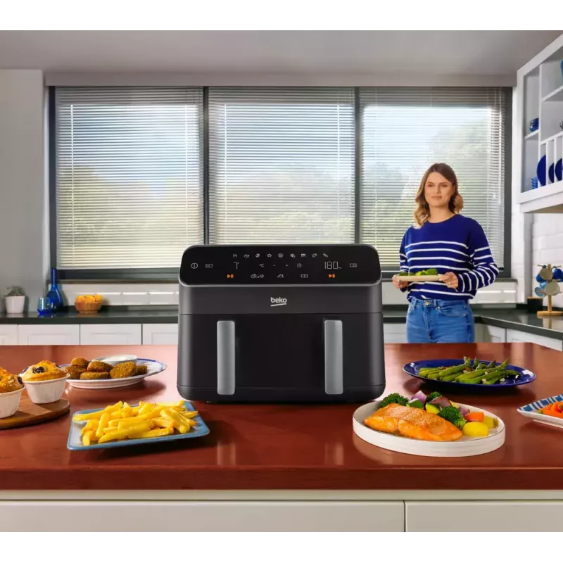 Heißluftfritteuse BEKO FRL3374B 7,6 l 1750 W Schwarz Touch-Steuerung, 9 Programme, 35–200 °C