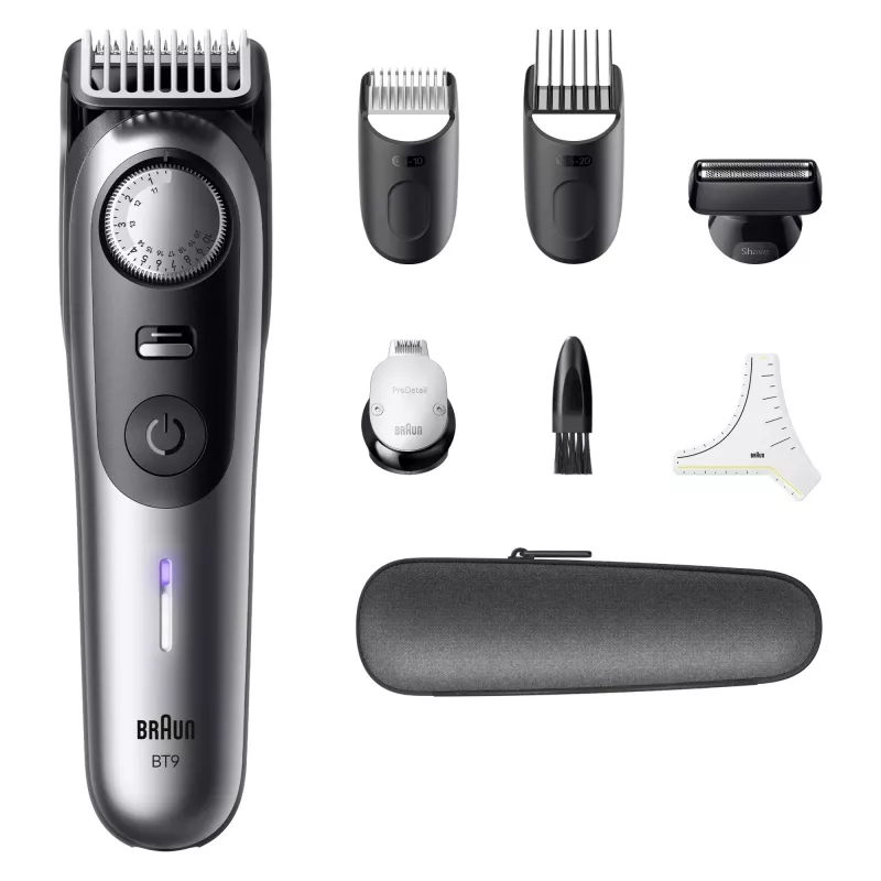 Barttrimmer BRAUN BeardTrimmer 9 80789785, 20 Längenstufen, 0,5–20 mm, Netz-/Akkubetrieb, Nass & Trocken, Grau