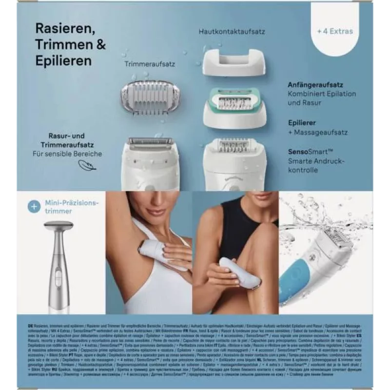 Braun Silk-épil 5 810 + Gillette Venus Trimmer 28 Pinzetten Blau, Weiß
