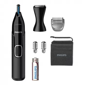 Nasenhaartrimmer Philips 5000 NT5650/16 – batteriebetrieben, AA, wasserdicht, Edelstahlklingen, 3 Aufsteckkämme, Reiseetui