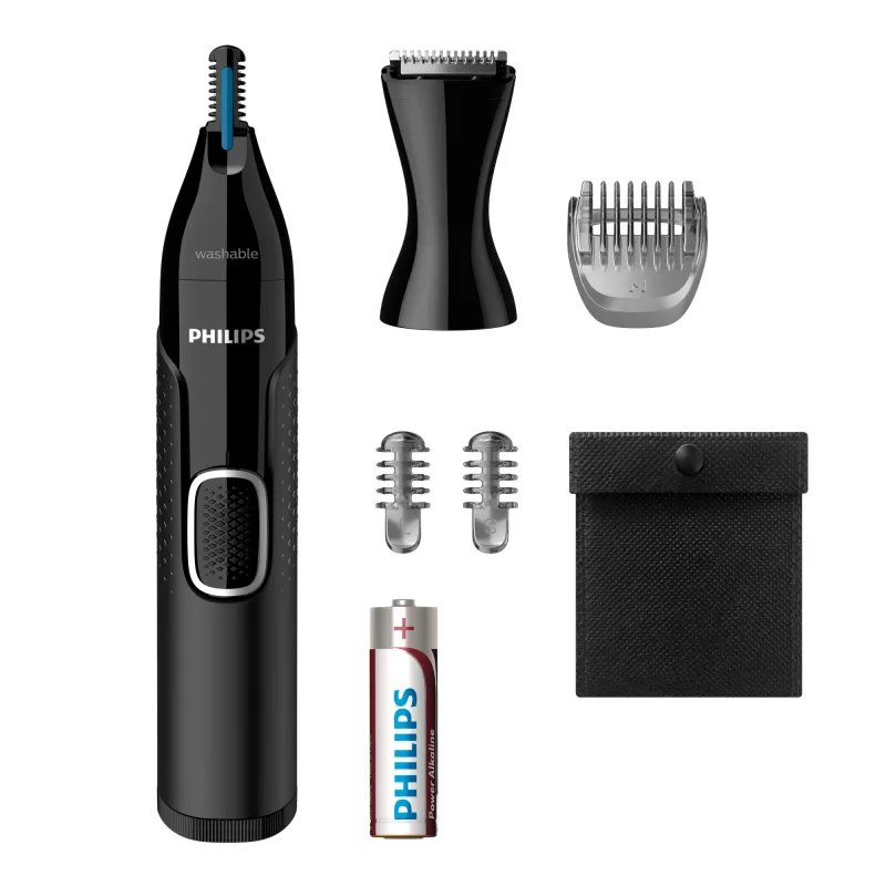 Nasenhaartrimmer Philips 5000 NT5650/16 – batteriebetrieben, AA, wasserdicht, Edelstahlklingen, 3 Aufsteckkämme, Reiseetui