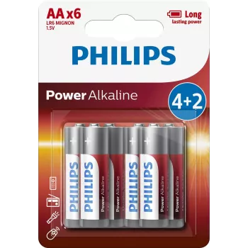 Einwegbatterie Philips Power Alkaline Batterie LR6P6BP/10