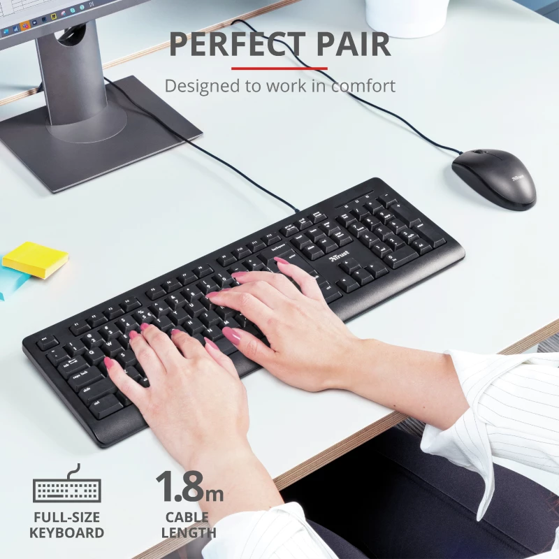 Trust Primo Tastatur Maus enthalten Universal USB AZERTY Belgisch Schwarz