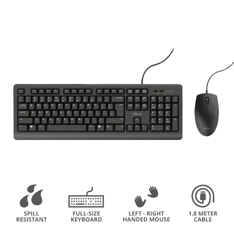 Trust Primo Tastatur Maus enthalten Universal USB AZERTY Belgisch Schwarz