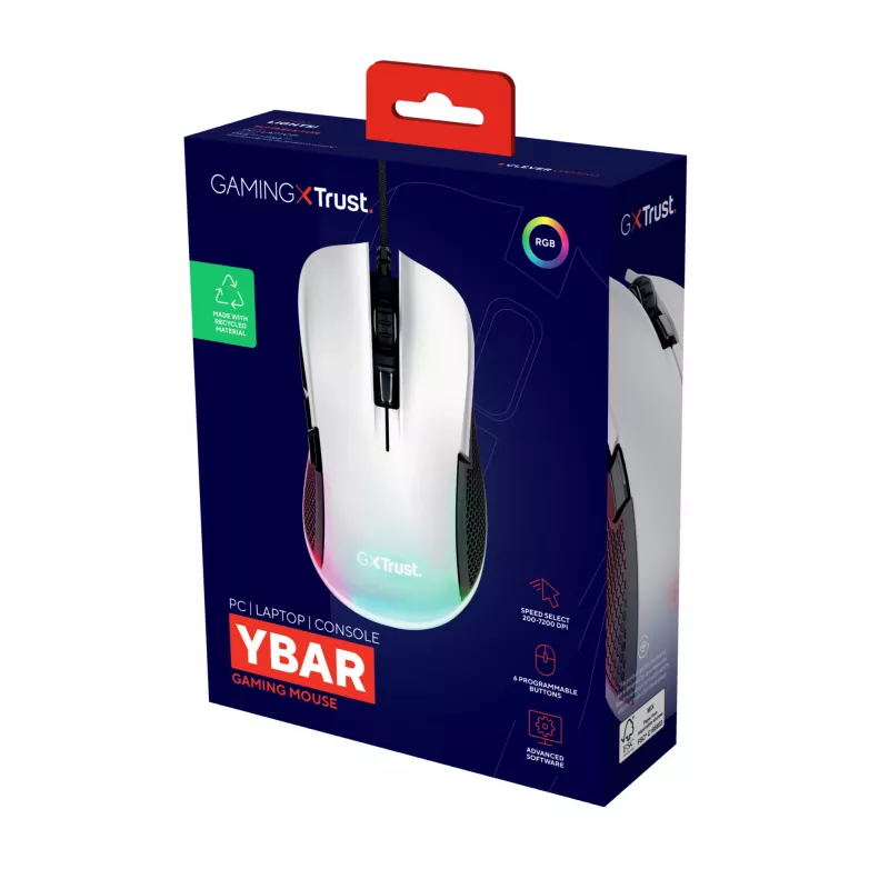 Trust GXT 922 Ybar Maus Gaming Rechtshändig USB Typ-A Optisch 7200 DPI
