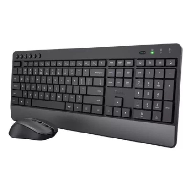 Trust TKM-450 Comfort Wireless Tastatur-Maus-Set, Full-Size (100%), Kabellos, RF Wireless, QWERTY, Schwarz, Maus inklusive