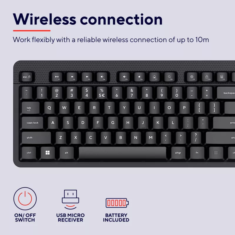 TRUST Ody II Full-Size Wireless RF QWERTY Nordic Schwarz