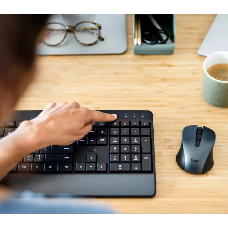 Trust Trezo Tastatur Maus enthalten Büro RF Wireless AZERTY Belgisch Schwarz