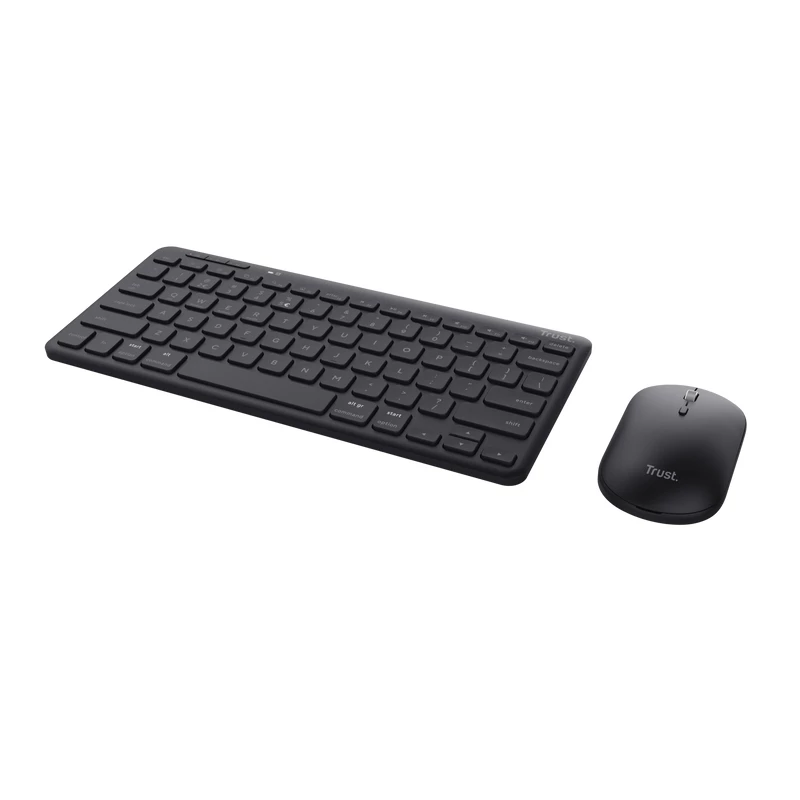 Trust Lyra Tastatur, Maus enthalten, Büro, RF Wireless + Bluetooth, AZERTY, Belgisch, Schwarz