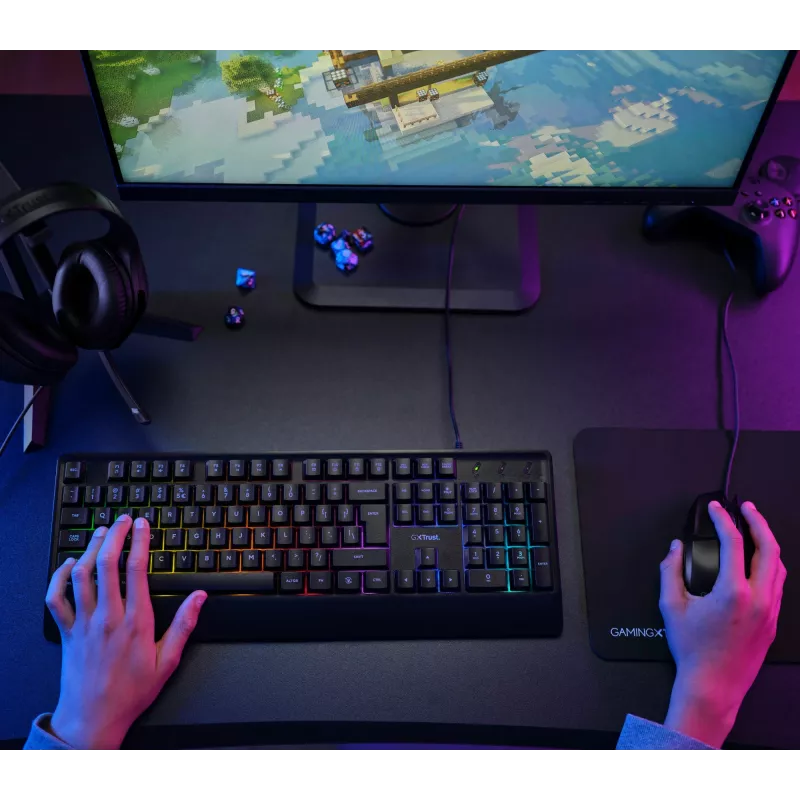 Trust GXT 792 Quadrox Tastatur Maus enthalten Gaming USB QWERTY Belgisch Schwarz