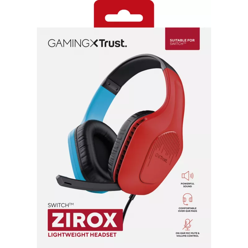 Trust GXT 416S Zirox Headset kabelgebunden Kopfbügel Gaming Schwarz, Cyan, Rot